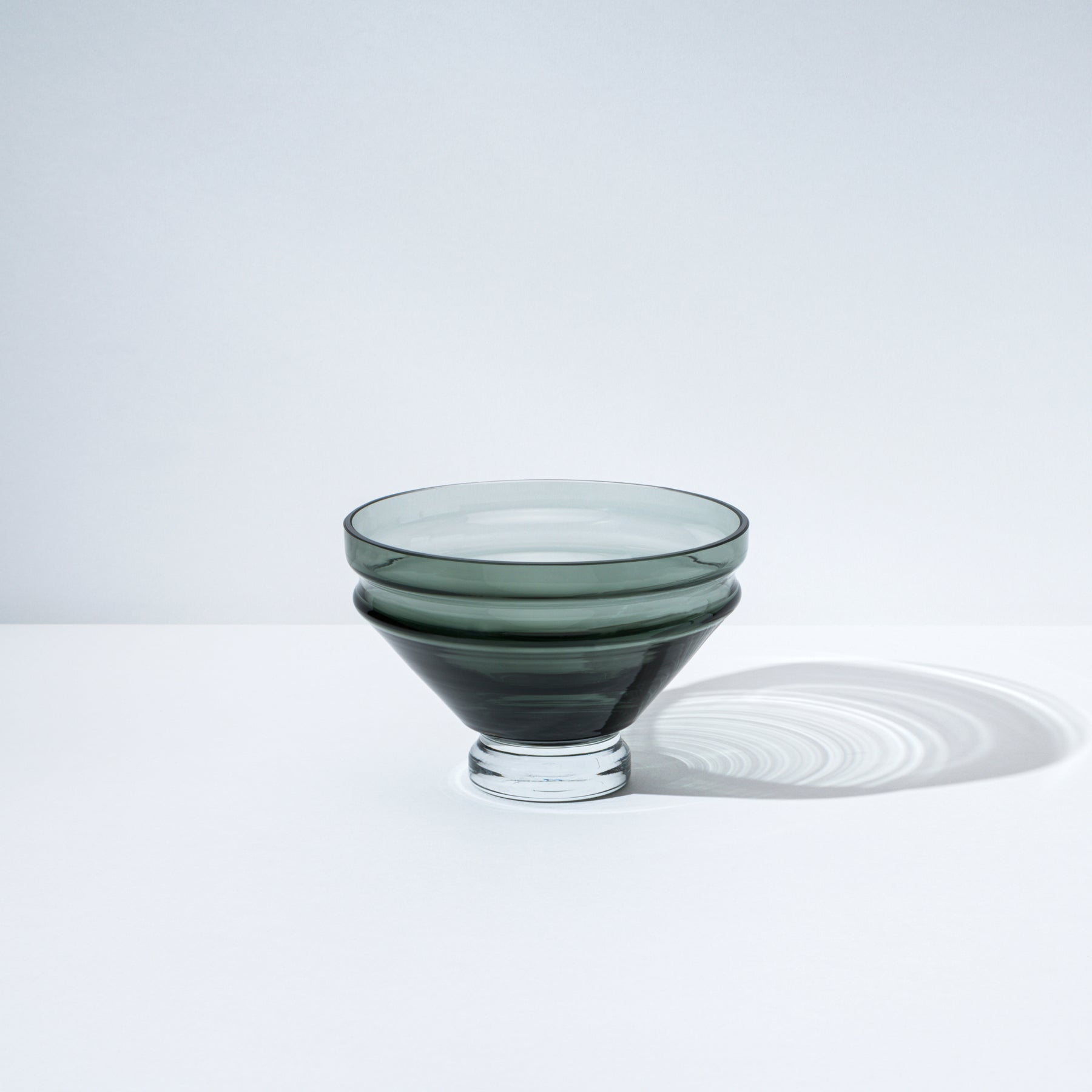 Small Smokey Gray Ripple Glass Dessert Bowl