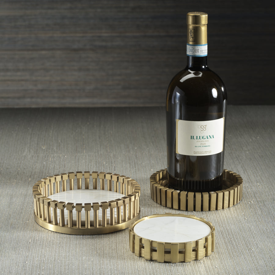 Sculptural Metal and Marble Bottle Coaster - Image 4