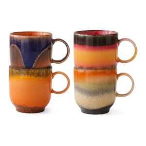 Assorted Stoneware Coffee Mugs - Set of 4